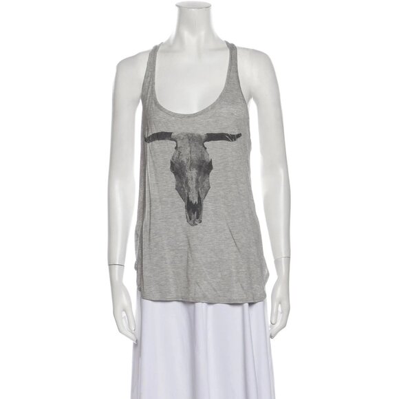 Haute Hippie Longhorn Graphic Soft Racerback Tank Top - Picture 1 of 3